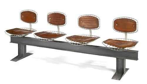 Michel Cadestin and Georges Laurent Pompidou Beaubourg Bench