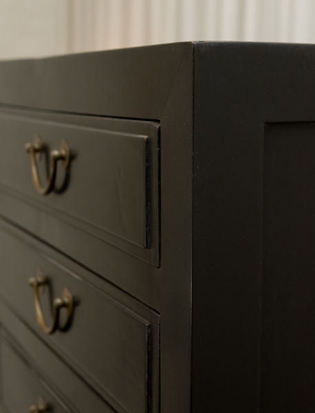 Black Chinese 20 drawer documents chest with brass hardware.