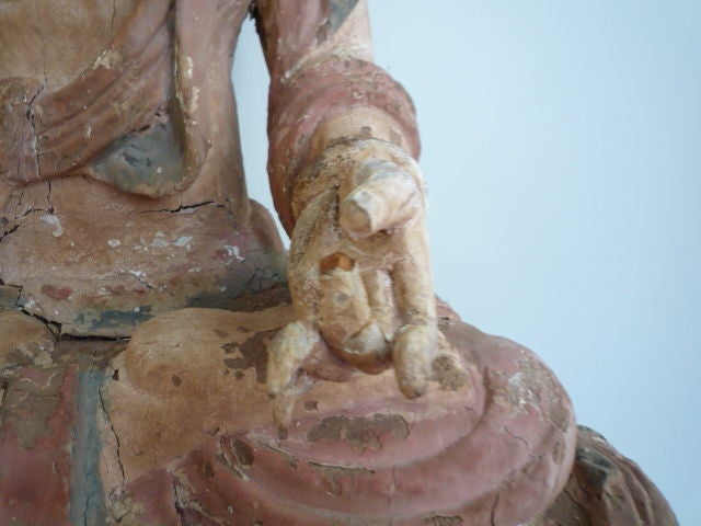 Carved and Painted Kwan Yin or Buddha Figure 2