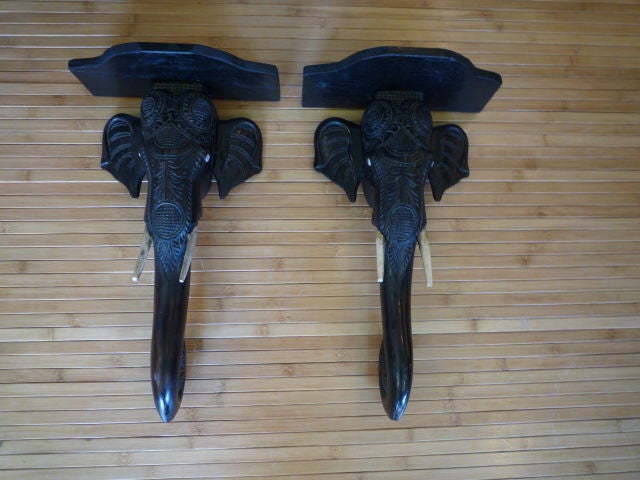Pair of Anglo Indian Elephant Brackets