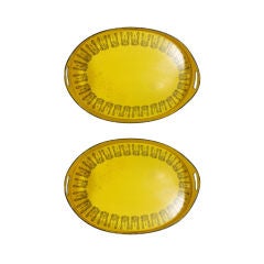 Pair of Large Yellow Neoclassical Style Tole Trays