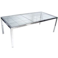 Chrome Extendable Glass Dining Table, after Pierre cardin