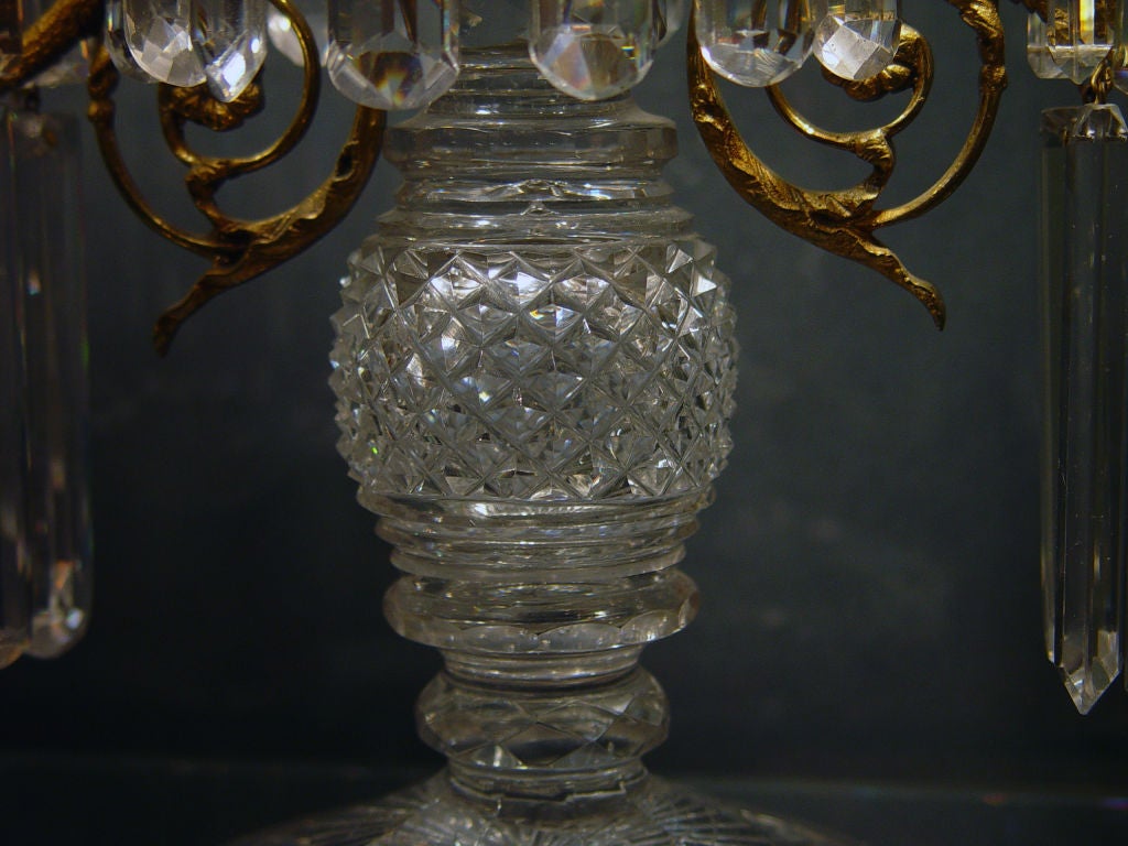 English A Pair of Superb Regency Diamond-cut Candelabra by James Blades