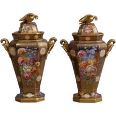 A Pair of Important Massive Spode Porcelain 1166 Vases & Covers.