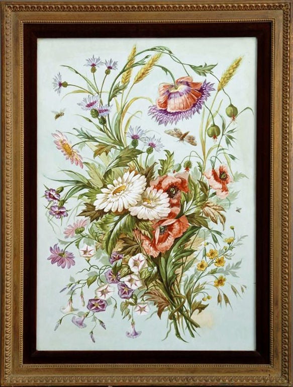 A Wonderful & Rare Pair of Massive Porcelain Floral Plaques