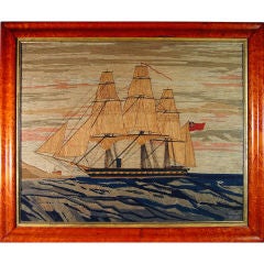 A Large British Sailor's Woolwork (woolie) Picture of the Ship