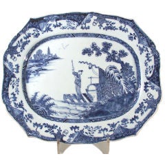 A Chinese Export Underglaze Blue and White Large Shaped Dish