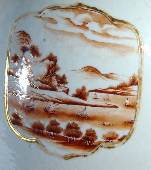 Hand-Painted A Large Chinese Export Sepia Porcelain Vase & Cover