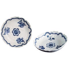 A Fine Pair of First Period Worcester Blue & White Junket Dishes