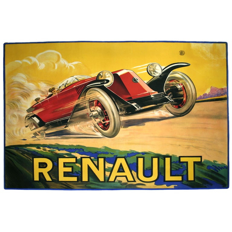Original French Antique Poster for Renault, c. 1920s