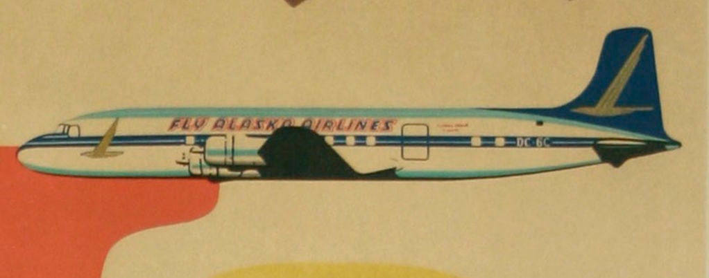 Alaska Airlines, stone lithograph poster, USA