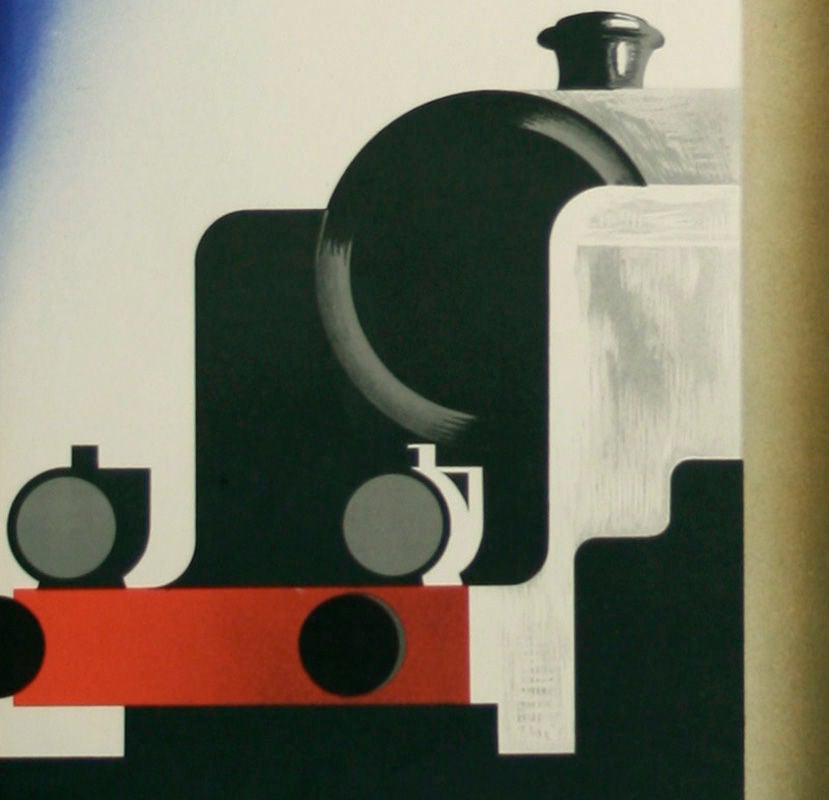 Mid-20th Century Original Dutch Art Deco Period Train Poster by Van Der Laan