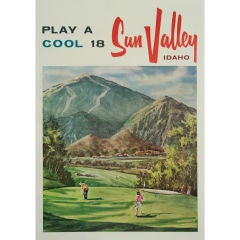 Vintage Sun Valley, Play it Cool stone lithograph poster, USA, 1940s