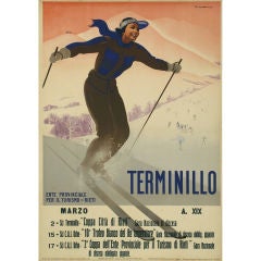Vintage Italian Ski Poster by Riccobaldi, 1940