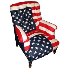 A Napoleon III Bergere Upholstered in Antique American Flags