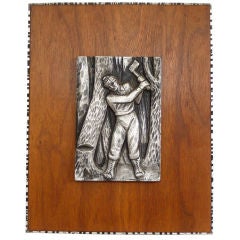 Ariel Bruce Neilson Metal Relief of Lumberjack