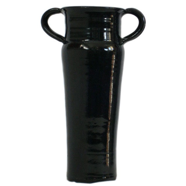 Mid Century Tall Black Vase at 1stDibs