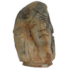 Expressive Ceramic Head Sculpture