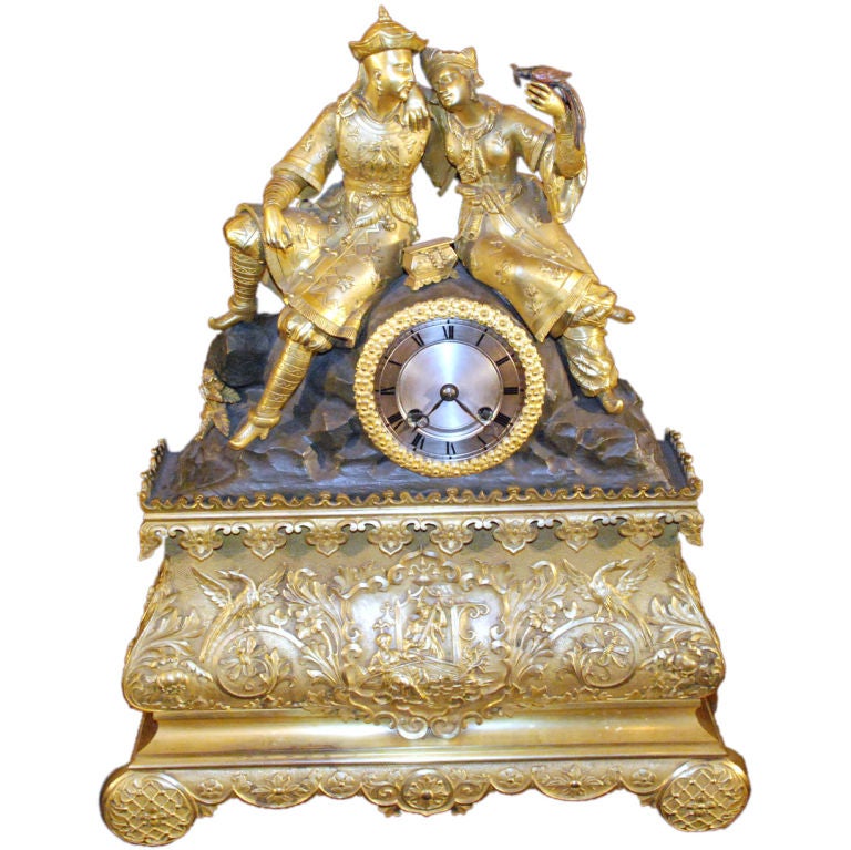 Antique French Chinoiserie Design Clock