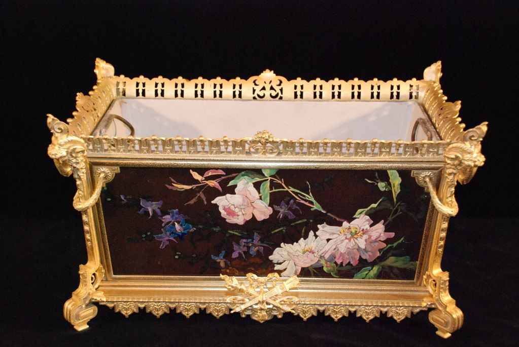 Antique French Louis 16th Bronze and Porcelain Jardinere