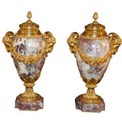 Antique French Breche Violet Marble Urns
