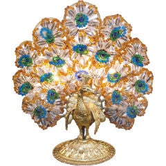Antique Art Nouveau Peacock Lamp