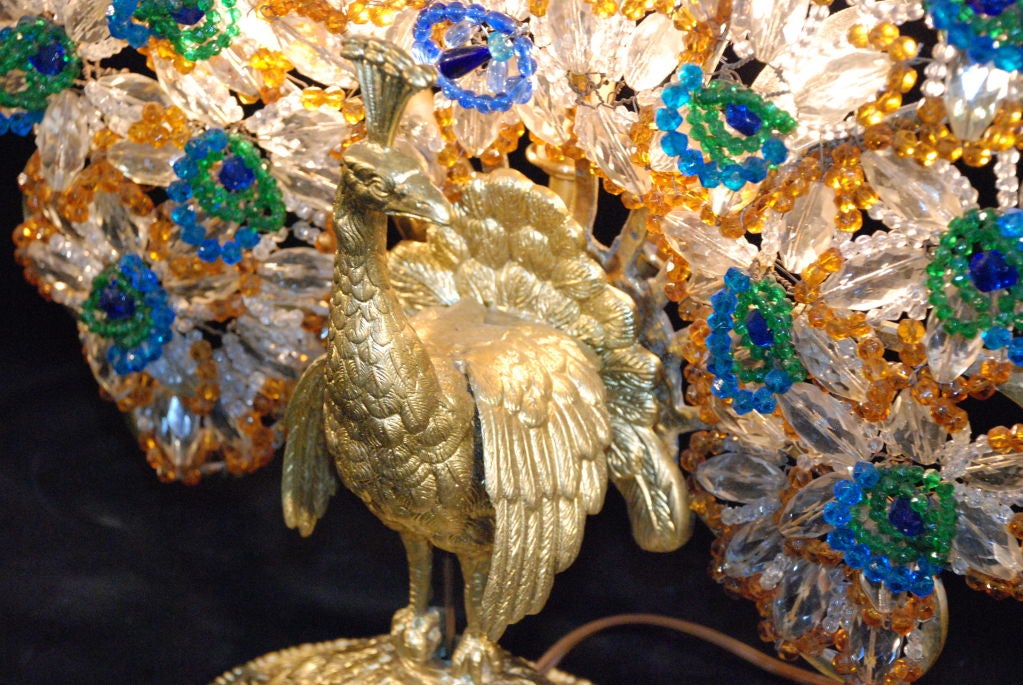 Antique Art Nouveau Peacock Lamp