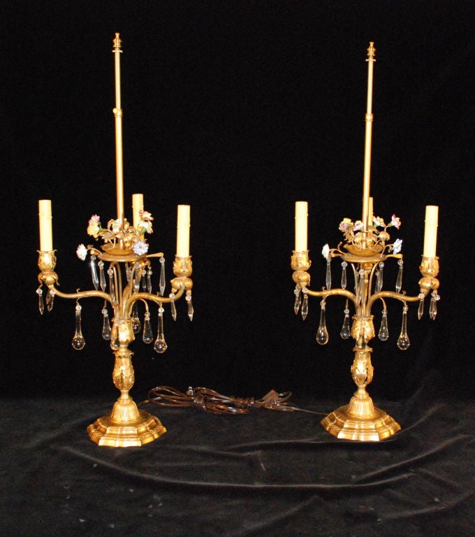 Antique French Ormulu Candelabra Lamps