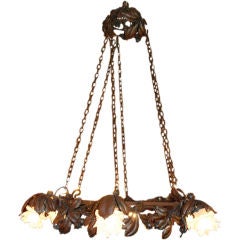 Antique French Wrought Iron Chandelier.