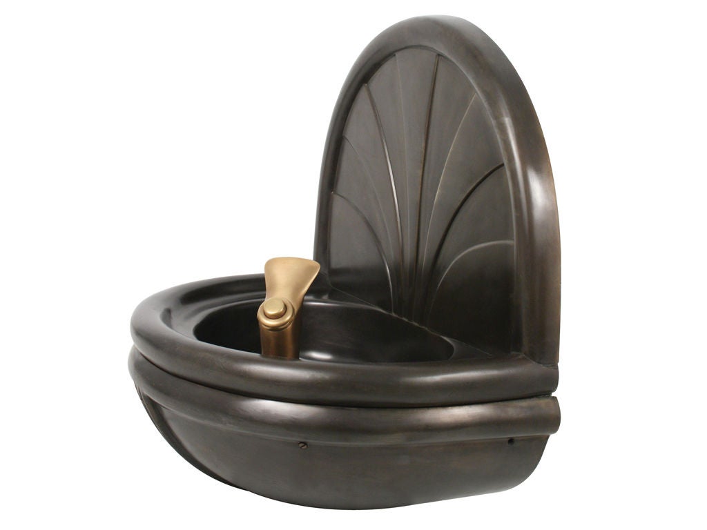 Mid century solid bronze public drinking fountain.  Hand restored in brown patina with antique brass accents.