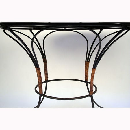 Glass Topped Table with Metal Base