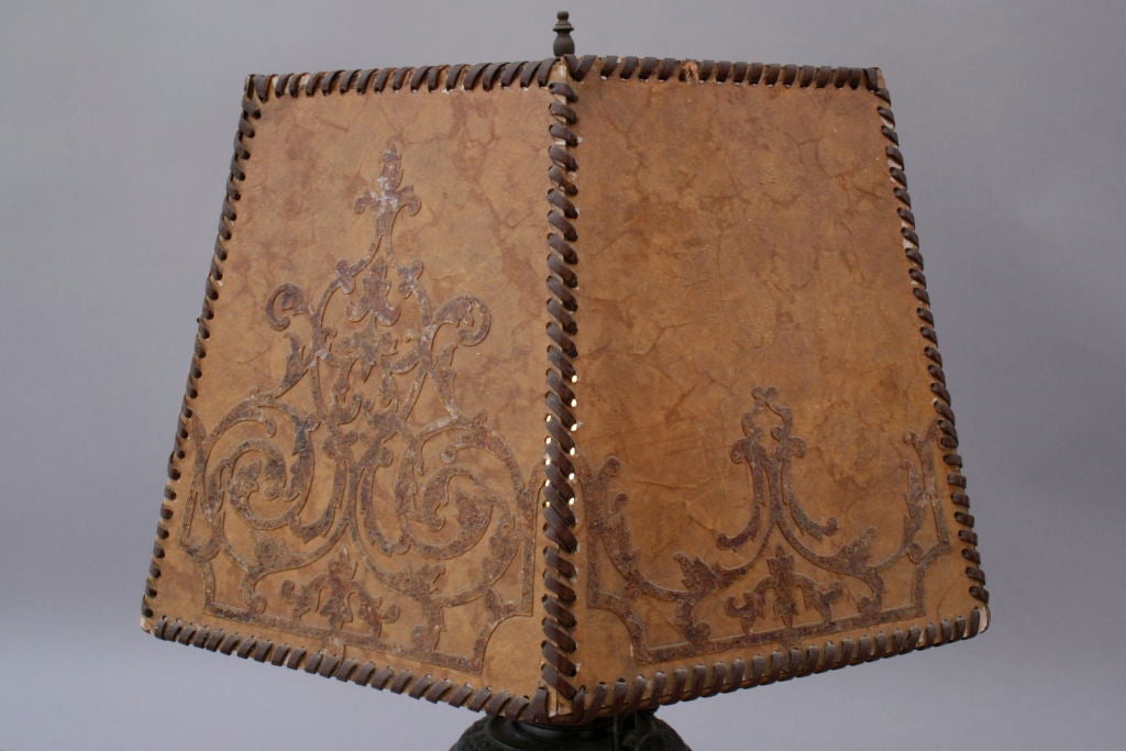 Early 20th Century Iron Table Lamp w/Mica Shade