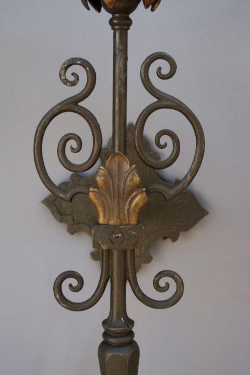 Beautiful Pair of Large Single Sconces Spanish Revival Sconces