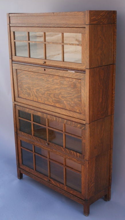 20th Century Arts & Crafts Secretary w/Stacking Lawyer's Bookshelves