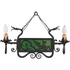 Exceptional 1920s 2-Light Dragon Chandelier