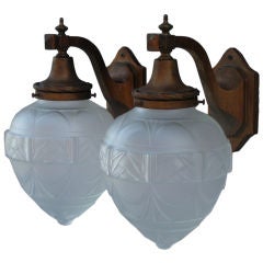 Pair 1930s Exterior Sconce Lanterns