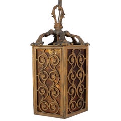 Antique Cast Bronze Spanish Revival Pendant