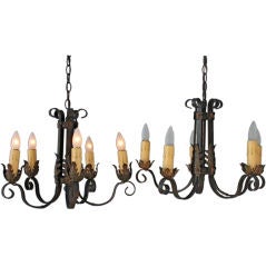 Pair of Five-Light Spanish Revival Chandeliers