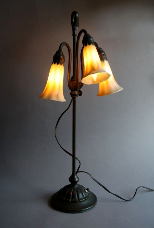 American Tiffany Studios Three-Light Lily Lamp #306