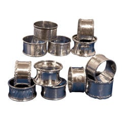 Antique For your Dinner Table -12 Sterling Napkin Rings All Unique