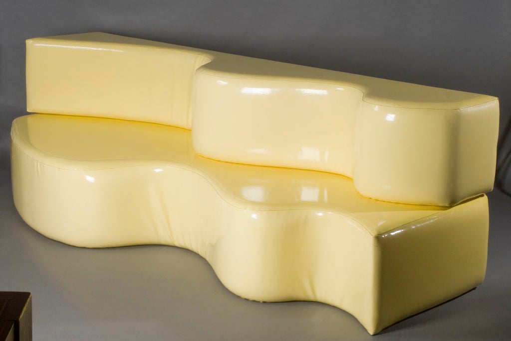 The Superonda sofa designed by Archizoom, the Italian architectural and design partnership founded in 1966 and produced by Poltronova, Montale. It consists of two pieces of shaped foam covered in the original vinyl fabric. The sofa can be configured