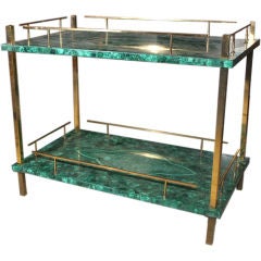 1950's  2 Tier Malachite/gold plated brass  side table