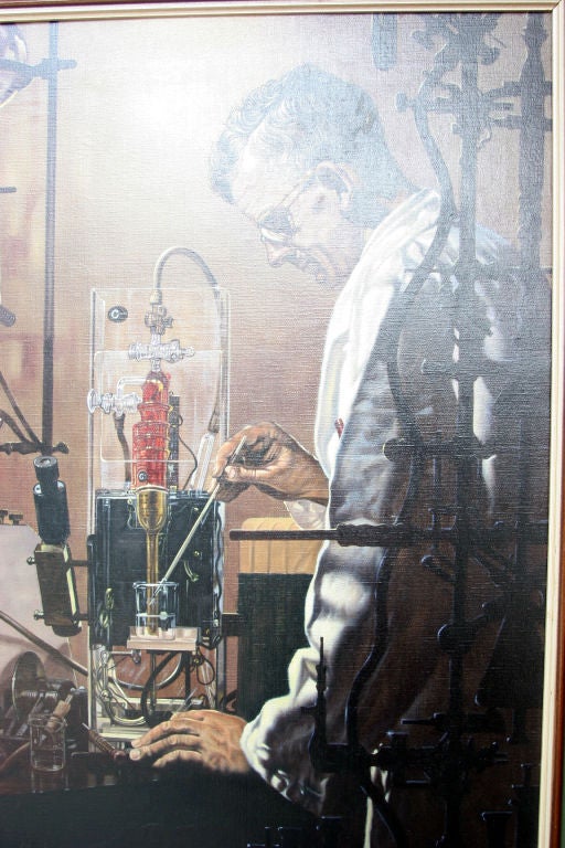 Oil on Canvas of a Chemist In Excellent Condition In Woodbury, CT