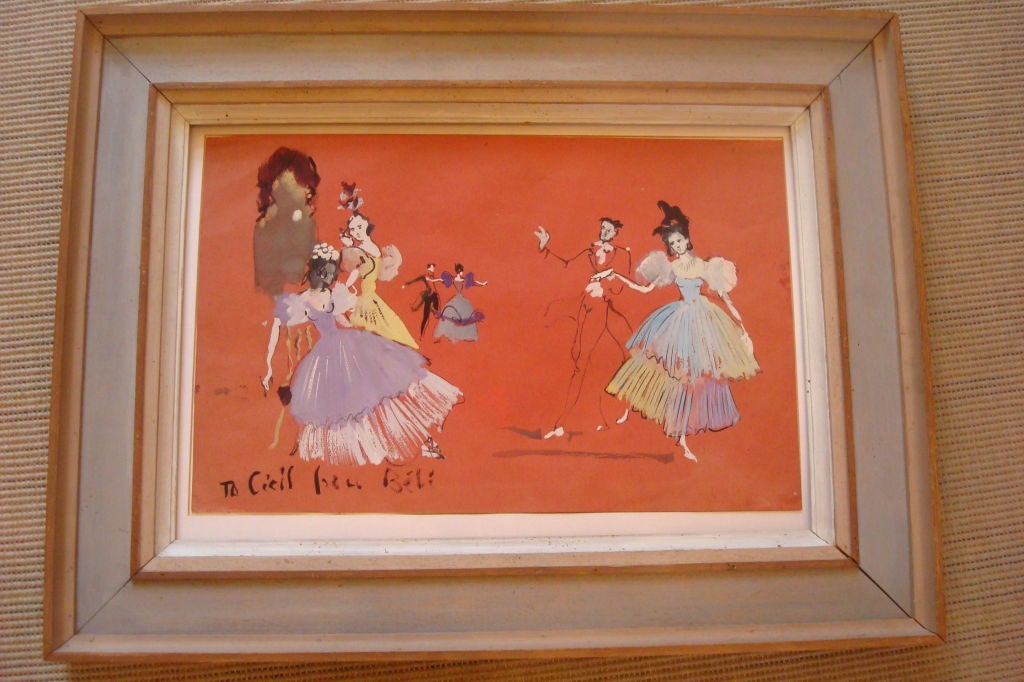 An ink and gouache  signed by Christian Berard