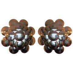 Pair of large wall sconces / ceiling lights designed by Reggiani