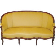 Antique Fabulous Italian Yellow Settee with Mahogany framework