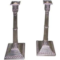 Fine Pair of Sheffield Silver Plated Candlesticks