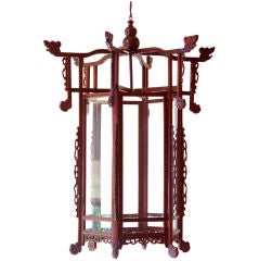 A carved  rosewood Chinoiserie lantern