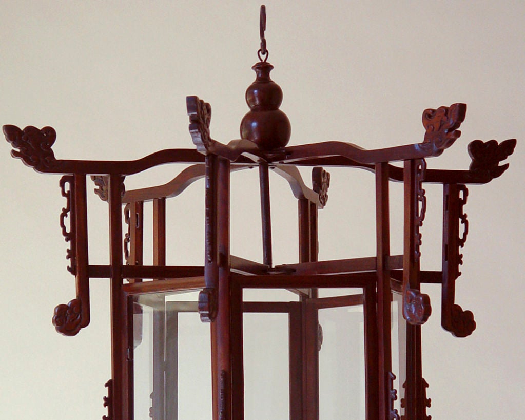 Chinese A carved  rosewood Chinoiserie lantern