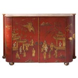 Red and black chinoiserie buffet